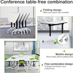 Foldable Conference Room Tables,Flip Top Mobile Training Table,Modern Meeting Table with Silent Wheels,Mobile Conference Tables,47.2 "x23.6 x 29.5 Meeting Room Tables for Office Training (8pack)