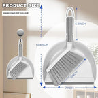 BSMstone Small Broom with Dustpan Combo Set Mini Broom and Brush Set Hand Sweeper for Cleaning Desk Office Kitchen Pet Nest (White)