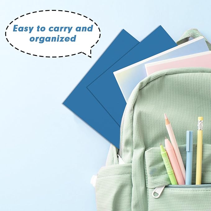 Two Pocket Folders, RAZCC 50 Pack 2 Pocket Folders Fit Letter Size Paper, Paper Folders with Pockets for School Office Business Home (Navy Blue)