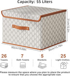 Tuza 2 Pack Fabric Storage Bins with Lids, Collapsible Closet Organizer Container, Decorative Storage Boxes with Lids for Organizing Clothes, Blanket, Grey & White, Extra Large