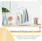 2 Pcs 7 Section Incline File Sorter Metal Wire Mesh File Rack for Desktop Letter Sorter for Magazine Folder Book Organizer Home Office School Paper Mail Desk Storage Holder (Silver)