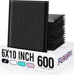 Fuxury Bubble Mailers 6x10“ 600 Pack Black Padded Envelopes Usable Size 6x9" Thick Mailing Envelopes Bubble Padded, Shipping Bags for Mailing,Packaging, Small Business, Boutique, Bulk #0