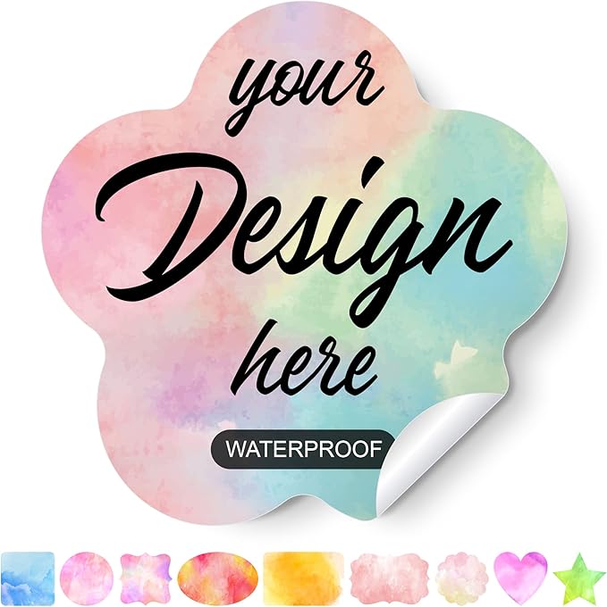AHEADGOODS Custom Stickers - Personalized Labels, Customized Stickers with Any Design Image Logo Text, 100 Labels (Flower, 4"x4")