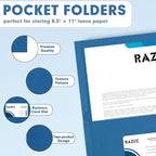 Two Pocket Folders, RAZCC 50 Pack 2 Pocket Folders Fit Letter Size Paper, Paper Folders with Pockets for School Office Business Home (Navy Blue)