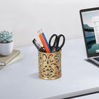 EasyPAG Gold Pen Holder for Desk, 2 Pack Round Pen Organizer, Brush Holder for Vanity, Metal Pencil Cup Organizer for Home, Office, Classroom, School