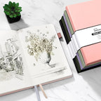 Annecy Blank Journal Notebook, Medium 5.5x 8.25, 160 Pages 100GSM Writing Paper, A5 Rose Gold Faux Leather Cover with Pen Loop