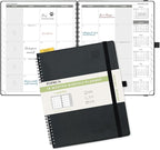 POPRUN Monthly Planner 2026-2027 (Large 8.5" x 10.5") 18 Months Calendar Book(Jan 2026 - Jun 2027) - 4 Pages per Month with Expense & Notes, Stair-like tabs, Leather Cover, Sunday Start - Black