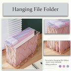 Fei Bi Hanging File Organizer, File Organizer, File Box, Rose Gold File Box, File Storage, equipped with 12 letter sized hanging folders