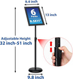 VAIIGO 6Packs 8.5x11 Inch Adjustable Pedestal Poster Sign Stand, Heavy Duty Floor Standing Sign Holder Stand Aluminum Snap Open Frame for Vertical and Horizontal View Sign Displayed(Black)