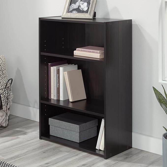 Sauder Beginnings 3-Shelf Bookcase, Bookshelf with Adjustable Storage Shelves, in Med Wood Finish