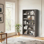 Farini 60 Inch Tall 5-Shelf Bookcase, Wood Bookshelf Storage Organizer Adjustable Shelf for Home Office, Study Room, Easy Assembly,Grey