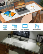 Leather Desk Pad Protector, Large Desk Mat, Mouse Pad, Non-Slip PU Leather Desk Blotter,Desk Cover mat,Desk mat for Keyboard and Mouse,Mat for Office&Home (White, 48" x 17")