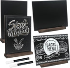 GUKBIAY Tabletop Chalkboard Sign with Base Stand 4 Pack 8.5 x 11 Inch Double Side Standing Menu Boards Food Signs for Party Buffet Wedding Bar Restaurant Food