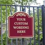 Custom Decorative Sign, Personalized Metal Sign for Business, Driveway, Home, Airbnb, Office Door Plaque,Burgundy Background Sign, 18x18 Inches, ACM, Fade Resistant, Made in USA by Sigo Signs