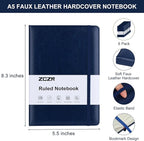 ZCZN 6 Pack Lined Journal Notebooks, 192 Pages A5 Hardcover Leather Journals for Work,Writing,School & Travel, College Ruled Journaling Notebooks for Notes Taking,Diary Journal (Black+Brown+Blue)*2