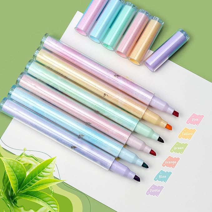 Techjob Aesthetic Highlighters 6 Pack, Chisel Tip, Highlighters Assorted Colors, Home and Office Use, Teacher Supplies, Ideal Highlighter for Organizing and Coloring
