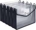 Plastic File Folders, Waterproof Transparent Expandable File Organiser, Portable Large Capacity A4B4 File Wallet for Office/Business/School (5 Pack)