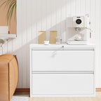 INTERGREAT Lateral File Cabinet 2 Drawer, White Metal File Cabinets for Home Office, Locking File Cabinet for Letter/Legal/F4/A4 Size Hanging Files, Easy Assembly