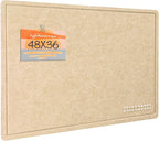 Lightomorrow Large Bulletin Board - 48 x 36 Inches, Decorative Felt Pin Board for Wall - 4' x 3' Foldable Photo Display Board with Self-Adhesive Tape, Includes 20 Push Pins - Beige Brown