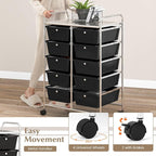 GOFLAME 10-Drawer Rolling Storage Cart, Art Craft Storage Organizer on Wheels, Multipurpose Movable Utility Cart for School, Office and Home, Black