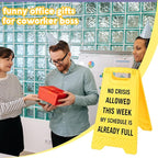Funny Office Desk Accessories,(No Crisis Allowed This Week)Office Cubicle Decor,Desk Decor,Phone Holder Mirror Acrylic Table Signs， Team Gag Gifts for Coworker Employee Boss Lady Leader Director HR