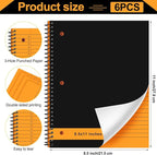 Resurhang 6 Pcs Legal Pad Top Spiral Bound Notebook 70 Sheets Double Sided College Ruled Paper Notepad Memo Steno Pad with Stiff Cover for Business College(8.5 x 11 Inches,3 Hole Punch,Bright Colors)
