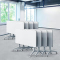 Goakwwuz Conference Room Table, Folding Conference Tables,Thicken Grey Tabletop,Flip Top Wooden Seminar Meeting Room Table for Conference Room Offices (8, White, 61.0“)
