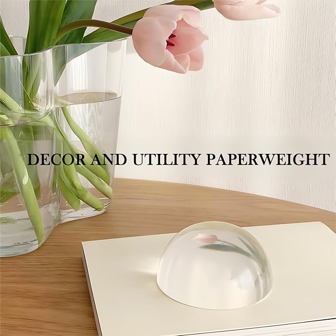 Taluokong 6PCS 2.36in Crystal Magnifying Glass Dome Paper Weights Small Magnifying Glass for Reading Books Aid Optical Half Ball Magnifier for Physics Classroom Paperweight for Home Decor