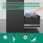 Letaya 4 Drawer Lateral Metal Filing Cabinet with Lock-File Cabines-Organization Storage Cabinets for Home Office-Hanging Letter/Legal/F4/A4 Size (4 Drawer-Grey Black)