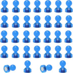 MHDMAG Magnetic Push Pins Powerful Push Pin Magnets for Fridge Whiteboards Calendars Maps in School & Office Pack of 32,Blue