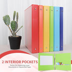 SUQJOY 1-inch 3 Ring Binder with 2 Inside Pockets, 1'' Basic Binders Holds US Letter Size 8.5'' x 11'' Paper - Versatile Binders for Office, School and Home Use (Pack of 12, Assorted Color)