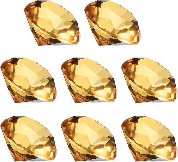 PATIKIL 8 Pcs Diamond Crystal Paperweight, 30mm / 1.18 Inch Crystal Paperweight Paper Weight for Home Office Desktop Table Decor Wedding Party Jewelry Ornaments, Brown
