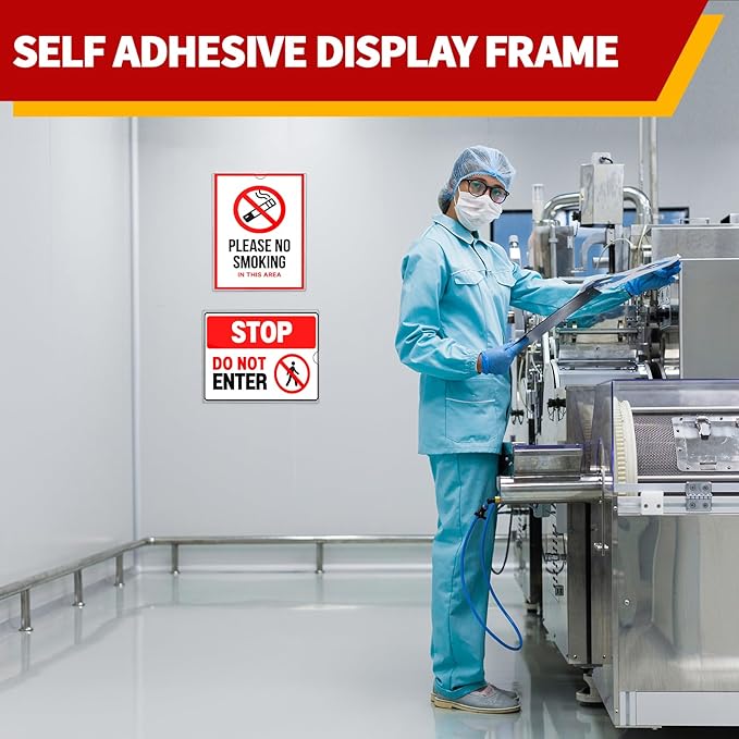 JR-MOV Rigid Magnetic Sign Holder 8.5 x 11 - Clear Plastic Magnetic Frames for Refrigerator Top Loaders Wall Sign Holder, Self Adhesive Frames for Walls Door Window Magnetic Picture Frame 10 Pack