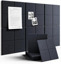 Large Felt Bulletin Board 36"x24", 6-Pack 4-Compartment Wall Organizer, Cork Board Alternative with 60 Removable Adhesive Tabs, Modular Felt Panels for Home Office, Classroom and Study- Navy Blue