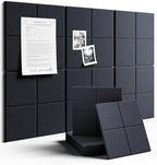 Large Felt Bulletin Board 36"x24", 6-Pack 4-Compartment Wall Organizer, Cork Board Alternative with 60 Removable Adhesive Tabs, Modular Felt Panels for Home Office, Classroom and Study- Navy Blue