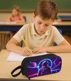 AnySmic Astronaut Pencil Case for Boys Girls, Large Pencil Pouch for Kids and Students, Double Zipper with Pen Bag Organizer, Polyester Big Capacity Pen Box for Children Age 6+