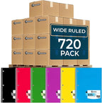 Rosmonde 720 Packs (Pallet) 5 Subject Notebooks, Spiral Notebook Bulk, Wide Ruled, Pallet of Notebooks, 150 Sheets (300 pages), 8 x 10-1/2", Bulk Spiral Notebooks for School & Office, 4-7 Days Transit