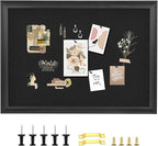 YCCYYCCY Bulletin Board with Felt, Black Wood Framed Display Bulletin Board for Walls with Pins, Eye Bolts, gaskets, Screws, Pin Board for Office, School and Home(MZB-BK,6090,1P)