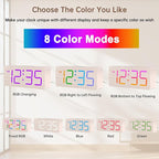 DreamSky Wooden Digital Clock for Bedroom Desk - RGB Loud Alarm Clock for Heavy Sleepers with Volume Control, Large Numbers with Dimmer for Living Room Office, Wood Decor (Plug in Clock)