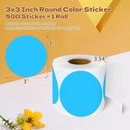 3 Inch Round Color Coding Labels (500 per Roll) - Colored Dot Stickers Round Labels for Inventory, Warehouse, Office Organizing - Sky Blue Circle Stickers
