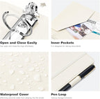 Ospelelf 3 Ring Binder 1 Inch Vintage Hardcover, Leather Organizer for Letter Size, Professional Clipboard With Dividers and Tabs, Beige