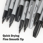 Buecs Permanent Markers, 200 Count Black Permanent Markers, Fine Point, Waterproof & Smear Proof Markers, Quick Drying, Office Supplies for School, Office, Home
