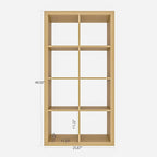 furtble Bookshelf with Storage Bins, 8-Cube Storage Organizer, Modern Wood Open Bookcase, Multifunctional Display Shelf for Living Room, Bedroom, Home Office, Oak