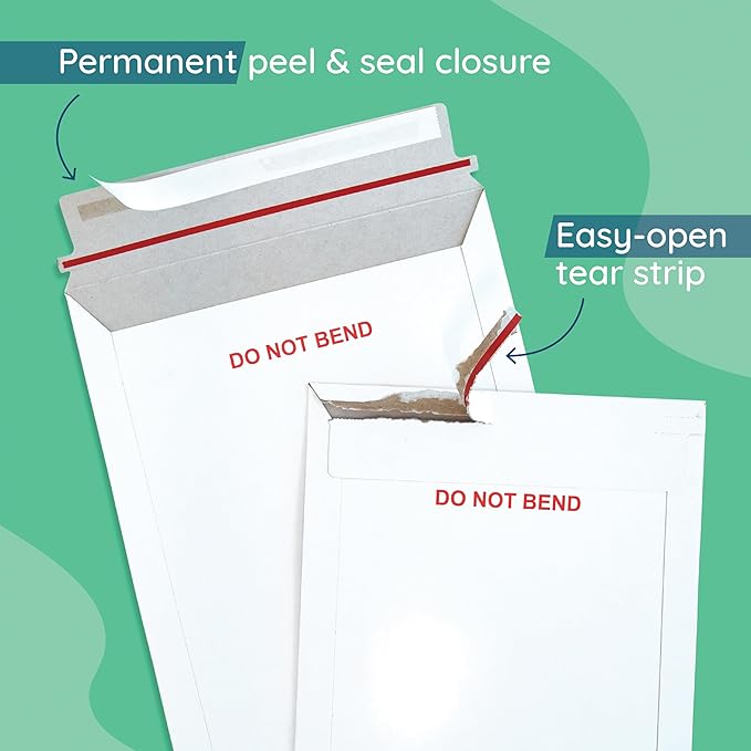 Blue Summit 100 Pack Rigid Mailers 9x12, Heavy Duty 450 GSM Cardboard Envelopes, Do Not Bend Photo Mailers, Cardboard Envelopes for cards, Paper Document, and Magazine