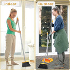 TreeLen Broom and Dustpan Set, Stand Up Broom and Dustpan for Home Cleaning