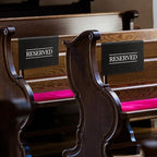 Buryeah 24 Pcs Reserved Seating Signs for Chairs Church Pew Reserved Chair Signs Placeholder with Printed Words for Weddings Parties Celebrations Receptions Church or Event (Black,White)