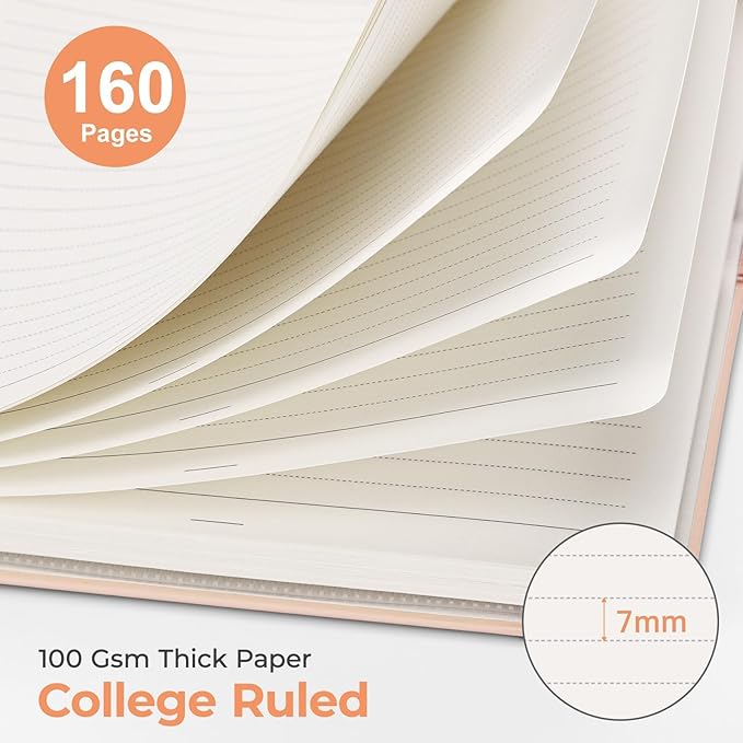 AHGXG Spiral Journal Notebook, 160 Lined Pages, A5 Medium Size (5.7'' x 8.3''), for Men & Women, Journaling, Writing, Work & Office, Hardcover, 100 GSM Thick Paper (Pink)