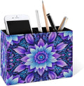 Famame Bohemian Style Mandala Print Pencil Holder for Desk, Leather Desktop Container Pen Cup Storage Study Table Pen Organizer Makeup Brush Holder for Classroom Office Home
