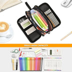 BOENLE Dog German Shepherd American Flag Pencil Case Box Boys Girls Large Pencil Pouch Zipper Compartments Big Capacity Stationery Pen Bag Organizer for Kids Teens Adults School