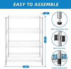 Guan River 4-Shelf Adjustable Metal Shelf Wire Shelving Unit Heavy Duty Storage Rack Shelf for Office,Kitchen,Bedroom,Bathroom,Laundry,Pantry Basement,Garage(Chrome,48" L x 18" W x 62" H)